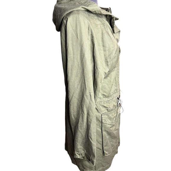 American Eagle Jacket Womens Size XS Green Military Lightweight Coat Hooded - Picture 10 of 12